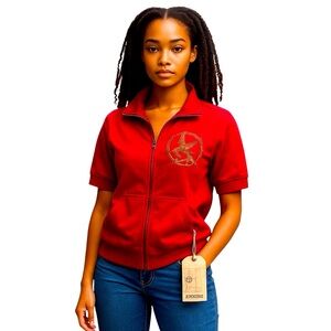 Da Nang Surplus Peace & Love Sweatshirt Top Women Color Red Size S